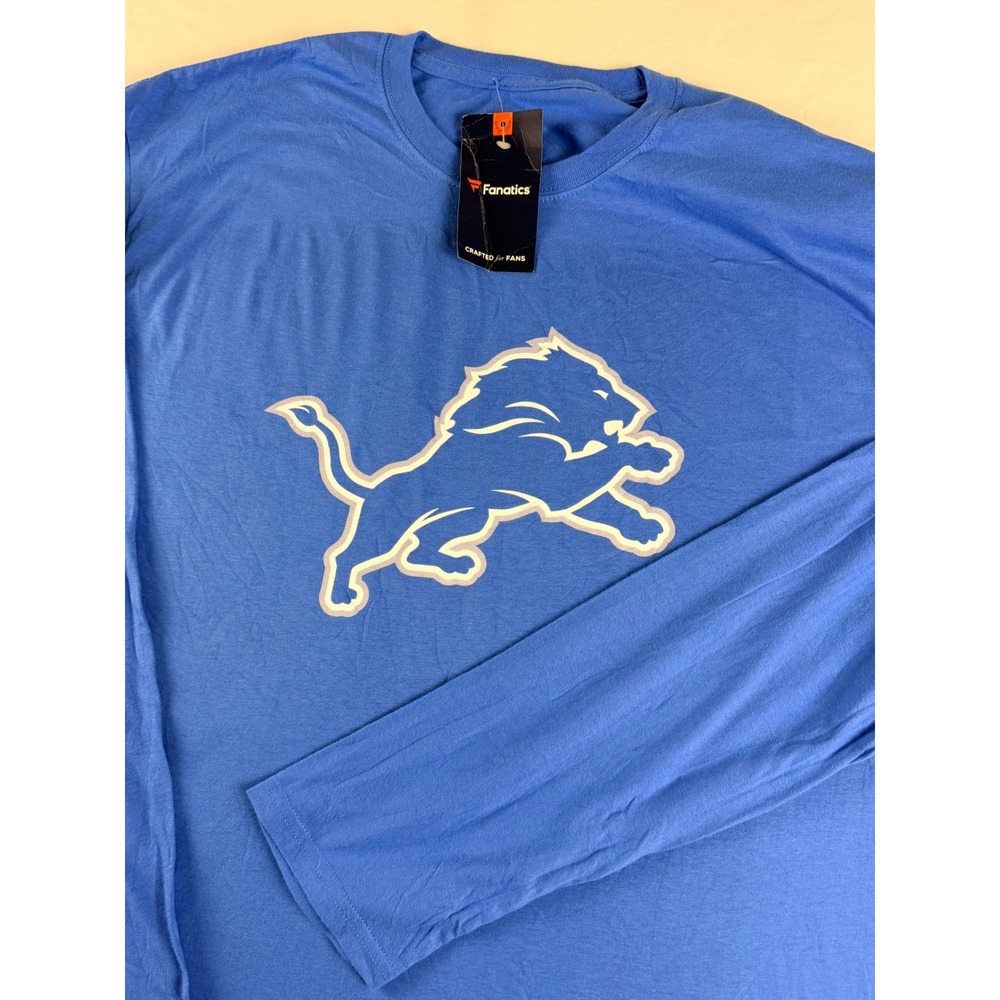 Fanatics Long Sleeve T-Shirt Mens XL Blue Detroit Lions NFL Graphic Tee